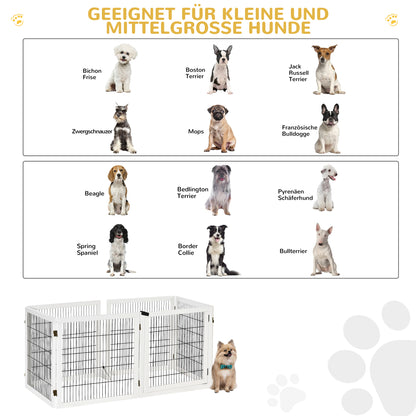 PawHut Absperrgitter für Hunde, klappbar, 432 x 36 x 70 cm, Kiefernholz, Weiß