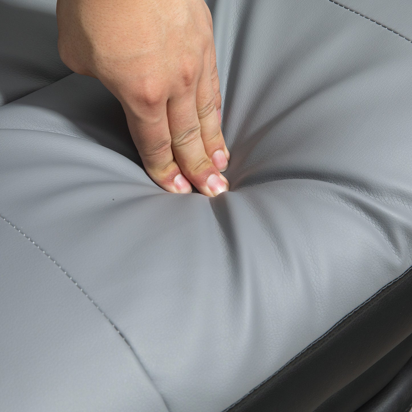 HOMCOM Bürostuhl, ergonomisch, verstellbar, 63x71x123-129cm, Hellgrau/Schwarz