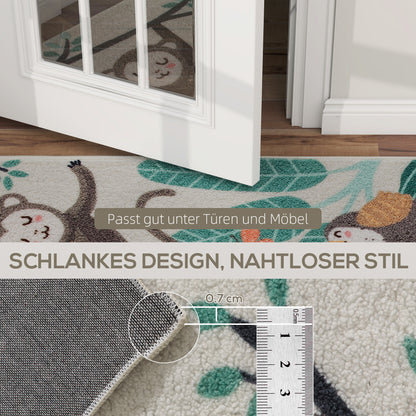 HOMCOM Fleece-Teppich mit Dschungel-Muster, pflegeleicht, Cremeweiß+Bunt