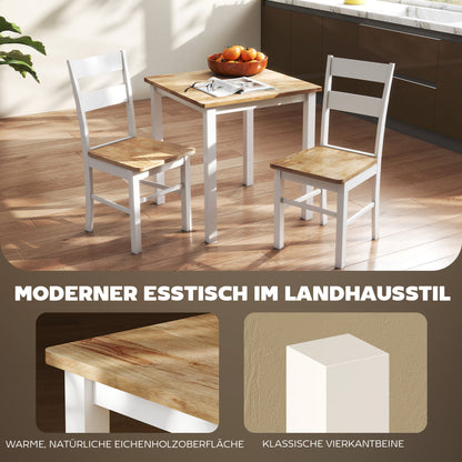 HOMCOM Esstisch aus Kautschukholz, für bis zu 4 Personen, Naturholz