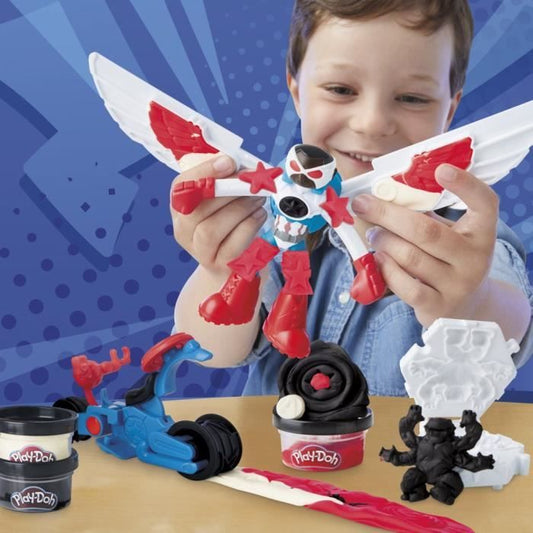 Play-Doh Captain America, Sharp Motorcycle set with flexible figure, 3 accessories and modeling clay, from 4 years old, Marvel