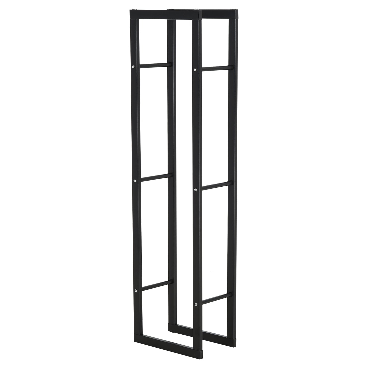 HOMCOM Kaminholzregal Metall 40 x 25 x 150 cm Brennholzregal Stapelhilfe Stahlrahmen bis 100kg Kaminholzunterstand Outdoor Holzregal Feuerholzregal für Garten Terrasse Außen Schwarz