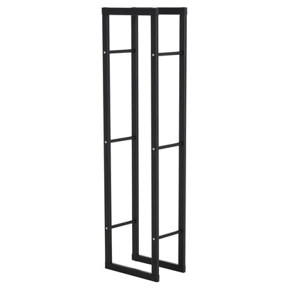 HOMCOM Kaminholzregal Metall 40 x 25 x 150 cm Brennholzregal Stapelhilfe Stahlrahmen bis 100kg Kaminholzunterstand Outdoor Holzregal Feuerholzregal für Garten Terrasse Außen Schwarz