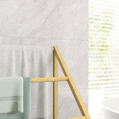 HOMCOM Handtuchhalter, freistehend, 3 Stangen, 51x31x85,5cm, Schwarz/Naturholz