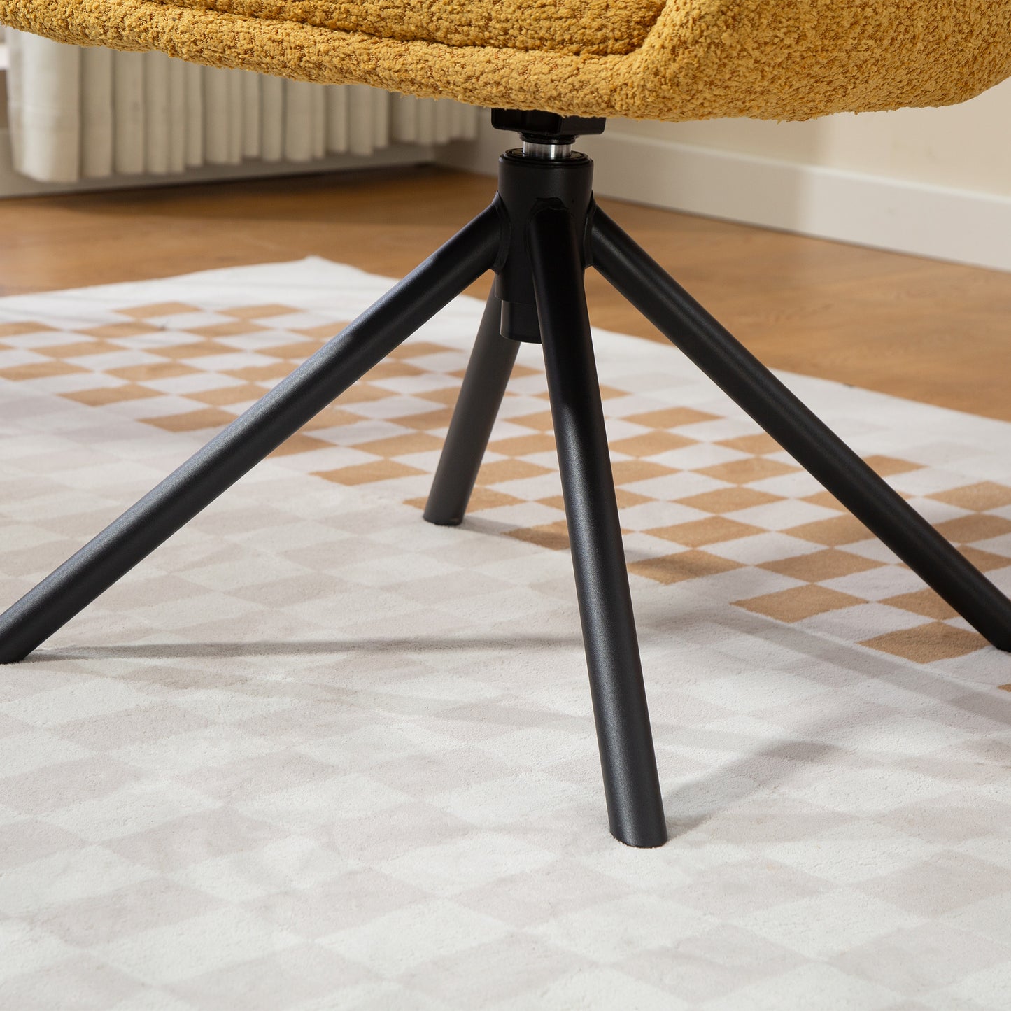 HOMCOM Sessel, Polsterstuhl mit bequemer Sitzschale, drehbar, kuscheliger Bezug, bis 120 kg, Gelb