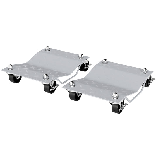 DURHAND Rangierheber 2 Stücke Rangierhilfe Reifenwechsel Wagenheber mit 4 Rollen für Auto PKW Grau 40,5L x 30B x 13,5H cm