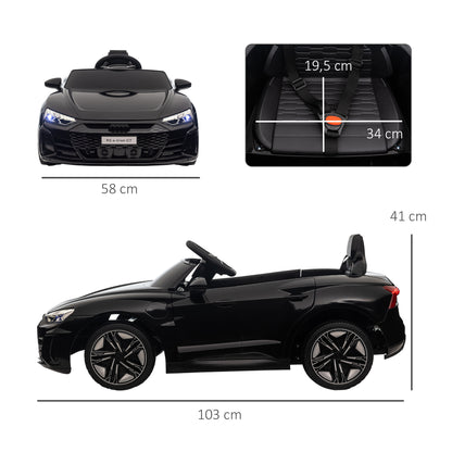HOMCOM Kinderauto, Elektroauto, Audi-lizenziert, mit Sicherheitsgurt, Fernbedienung, Licht, schwarz, 103 x 58 x 41cm
