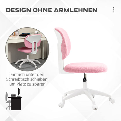 Vinsetto Bürostuhl Computerstuhl drehbar, höhenverstellbar, 48 cm x 53 cm x 80-90 cm, Rosa