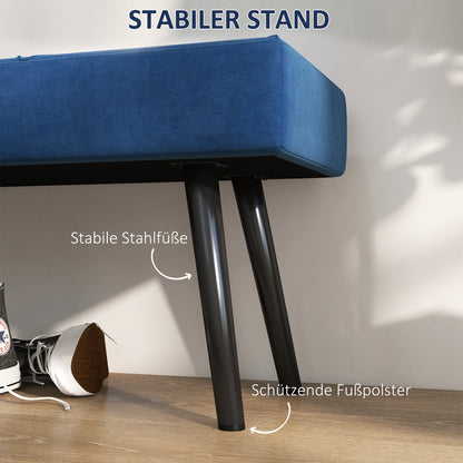 HOMCOM Sitzbank Polsterbank Bettbank, Samtoptik, 100 x 36 x 45 cm, Blau