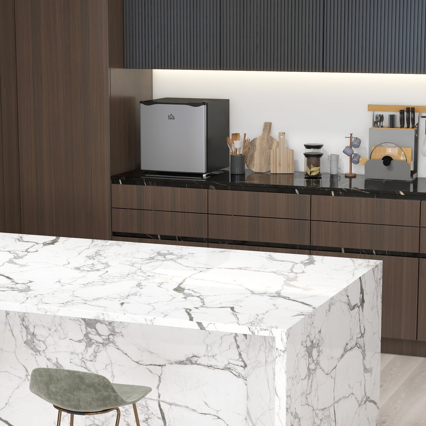 HOMCOM Mini-Gefrierschrank, 35 L Minikühlschrank, -14 bis -24℃, 5-stufige Temperaturregelung, 47 x 44,2 x 48,8 cm, Silber