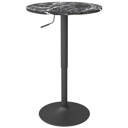 HOMCOM Bartisch für 2 Personen, höhenverstellbar, Marmoroptik, 60 x 60 x 68-93,5 cm, Schwarz