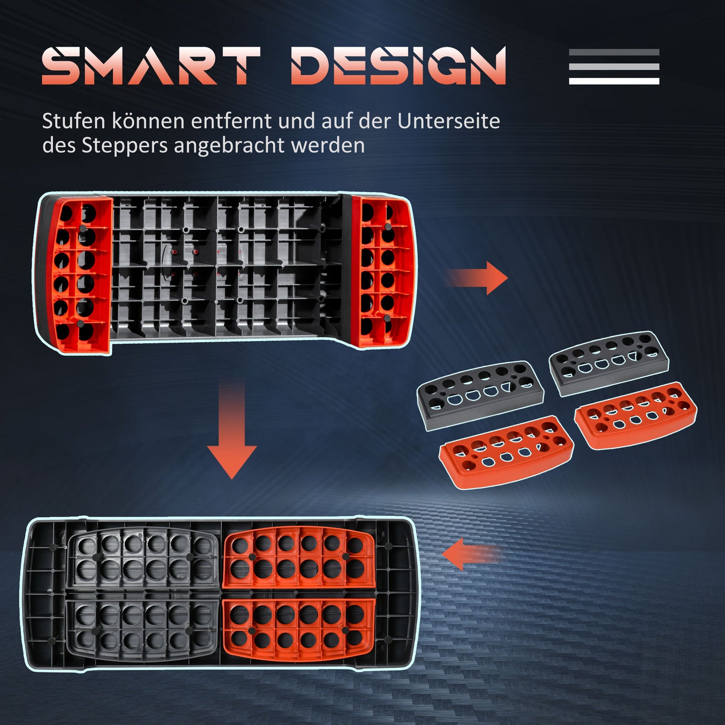 HOMCOM Stepper höhenverstellbare Stepper Aerobic Stepper, Rot + Schwarz