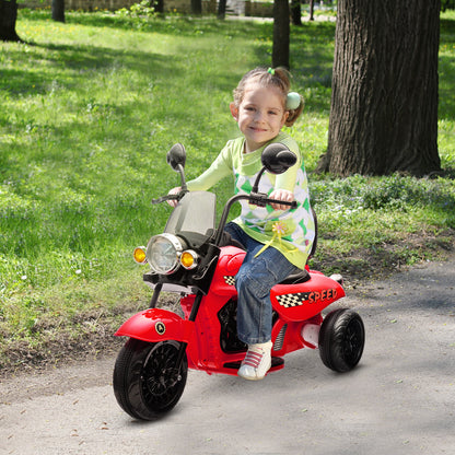 AIYAPLAY Elektro-Kinder-Motorrad, 3 Räder, 6V Batterie-Betrieb, Scheinwerfer, Musik, für Kinder im Alter von 3-6 Jahren, Rot
