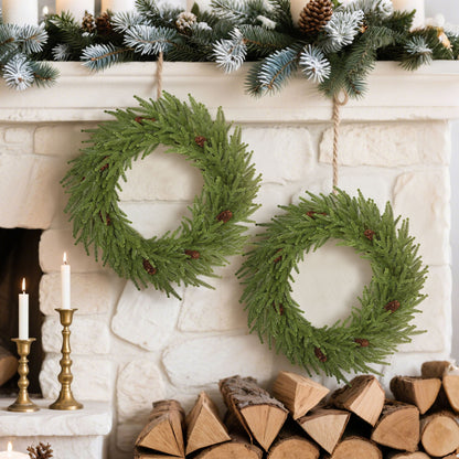 HOMCOM Weihnachtskranz mit Zapfen, Türkranz Künstlicher Weihnachtskranz für Tür Grün, Ø60 x 15 cm