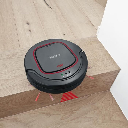 Severin RB7025 Robot vacuum cleaner, 12.8V lithium battery, 90 min. autonomy, approx. 100 m2, silent: 65 dB, slim: 7 cm high