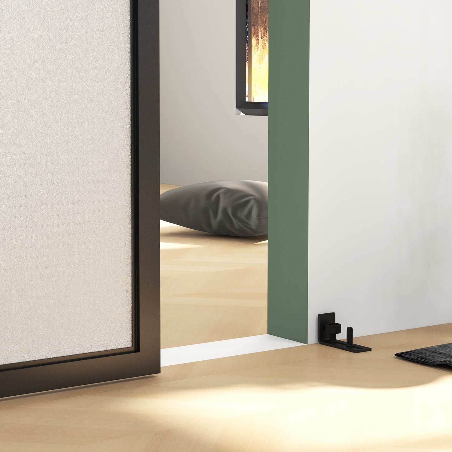 HOMCOM Schiebetür-Bausatz, leise & leichtgängig, für Holz- & Zementwände, 183cm, Stahl, Schwarz