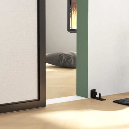 HOMCOM Schiebetür-Bausatz, leise & leichtgängig, für Holz- & Zementwände, 183cm, Stahl, Schwarz