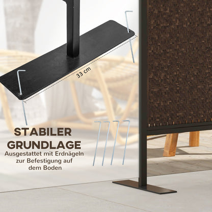 Outsunny Raumteiler Paravant, Vintage-Design, 3-teilig, 148 cm x 33 cm x 181 cm, Braun + Schwarz