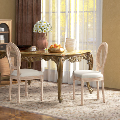 HOMCOM 2er-Set Esszimmerstühle Küchenstühle, Vintage Design, Wienergeflecht-Optik, Natur + Creme