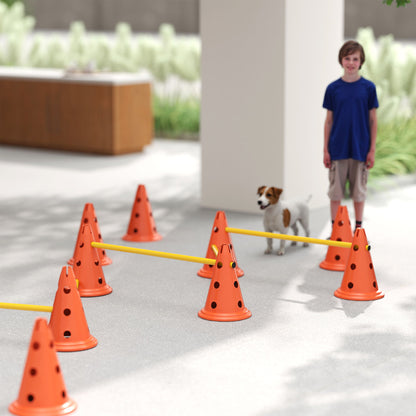 PawHut Agility Set Hunde 6-teiliges Agility-Ausrüstung för Hundetraining Steckhürdenset med 12 Kegel 6 Hürden Tragetasche