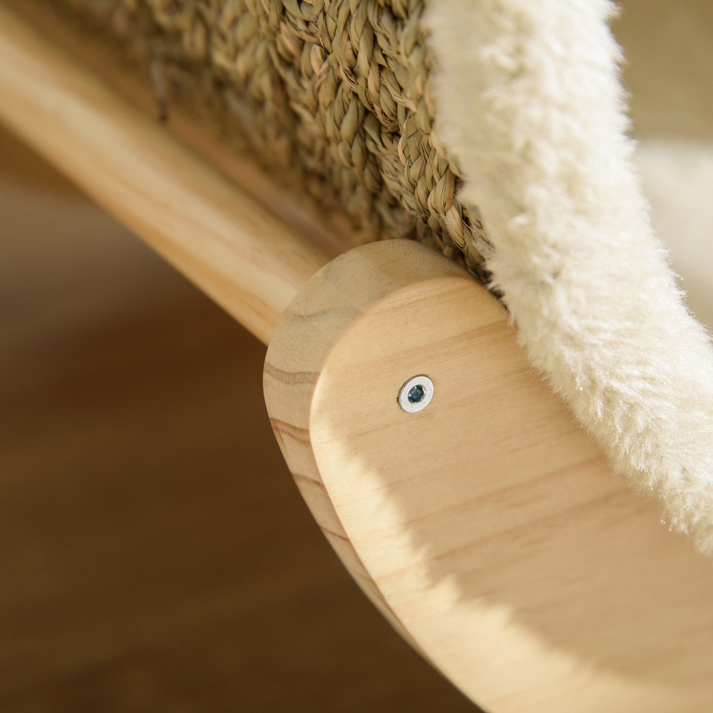 PawHut Katzenhöhle mit Kratzfläche inkl. Kissen, Kratztonne, 41 cm x 38 cm x 43 cm, Natur + Beige