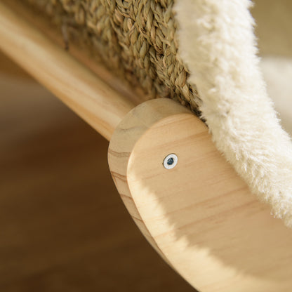 PawHut Katzenhöhle mit Kratzfläche inkl. Kissen, Kratztonne, 41 cm x 38 cm x 43 cm, Natur + Beige