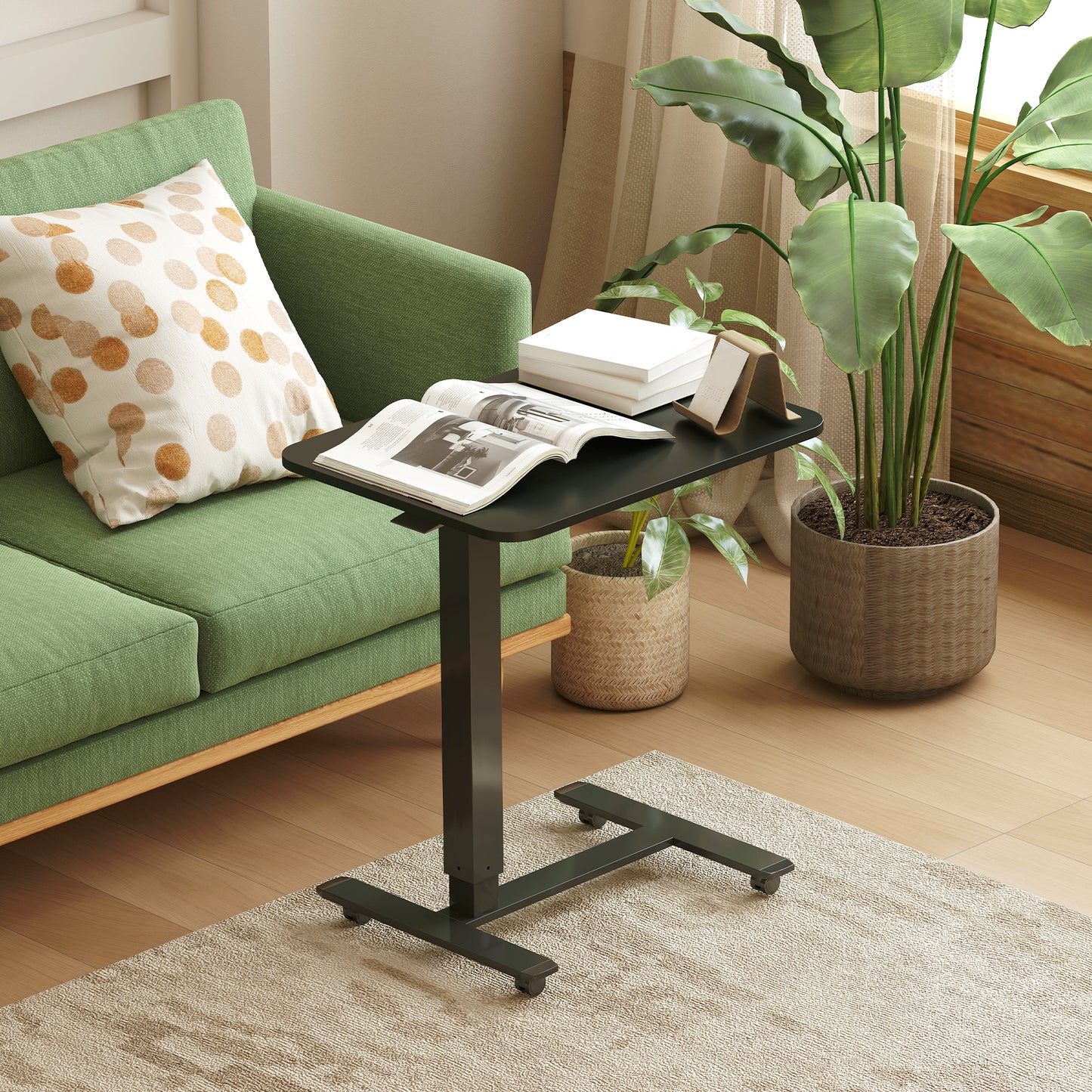 HOMCOM Stehpult Höhenverstellbar inkl. 4 Rollen C-Form 65 cm x 48 cm x 70-110 cm Schwarz