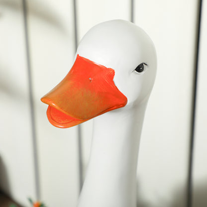 Outsunny Blumentopf, Schwan mit Umhängetasche, wetterfest, 32 x 18 x 60 cm, Weiß, Braun