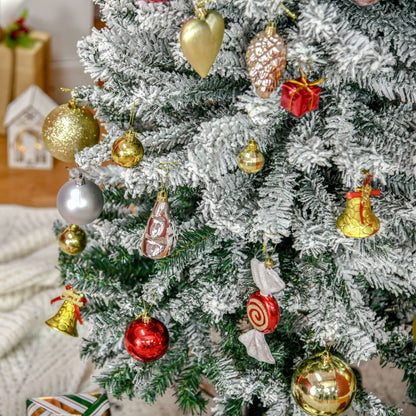 HOMCOM Künstlicher Weihnachtsbaum 225 cm Bleistift Kiefernbaum mit Schnee, 738 Spitzen für drinnen