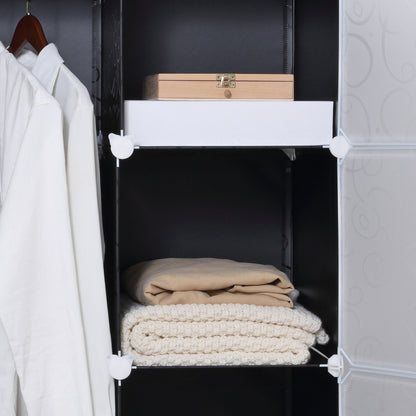 HOMCOM Kleiderschrank im Würfeldesign, 2 große und 9 kleine Würfel, Kunststoff, Metall, 111L x 47B x 183H cm, Schwarz+Weiß