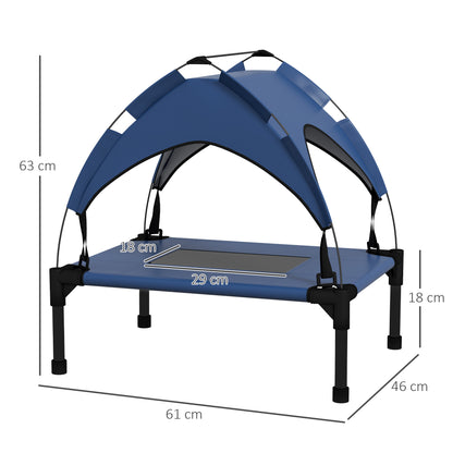 PawHut Hundebett mit Dach, Outdoor, tragbar, wasserabweisend, bis 30 kg, 61 x 46 x 63 cm, Dunkelblau