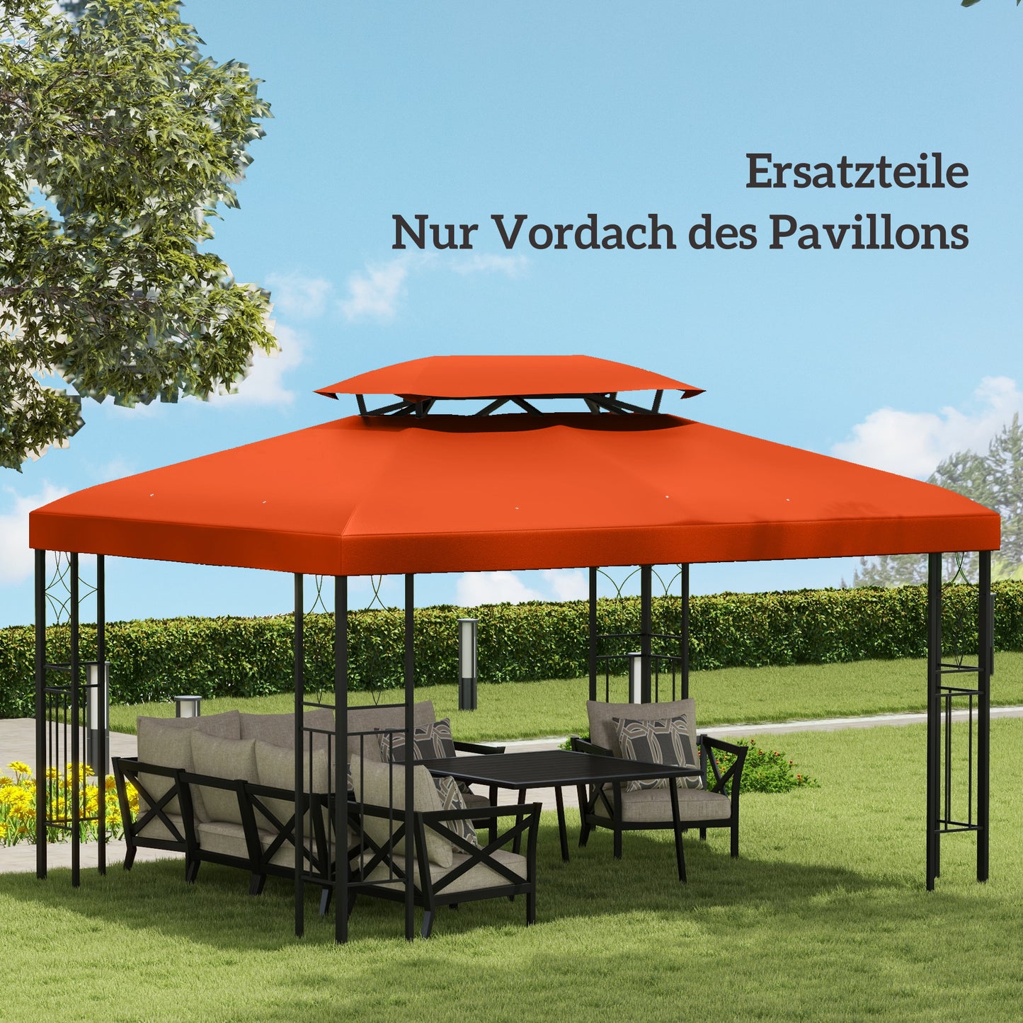 Outsunny Ersatzdach für Gartenpavillons 3x4m Polyester Kaffee