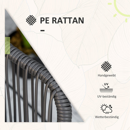 Outsunny Bistro-Set Rattan-Sofa-Set Terrassen-Set, 2 Stühle, 1 Tisch, wetterbeständig, 65 x 63 x 80 cm, Dunkelgrau + Hellgrau