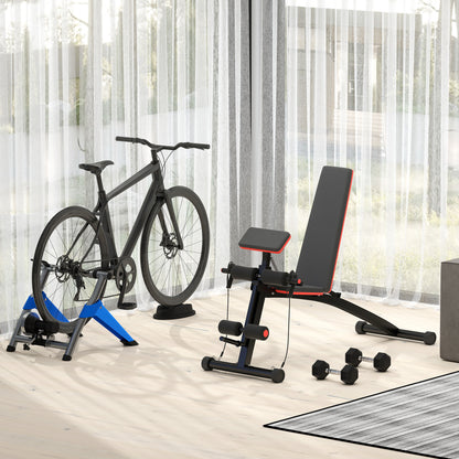 HOMCOM Multifunktion Hantelbank Kraftstation mit Feder Booster Trainingsbank Gewicht bis 120kg Schwarz 54 x 160 x 106 cm