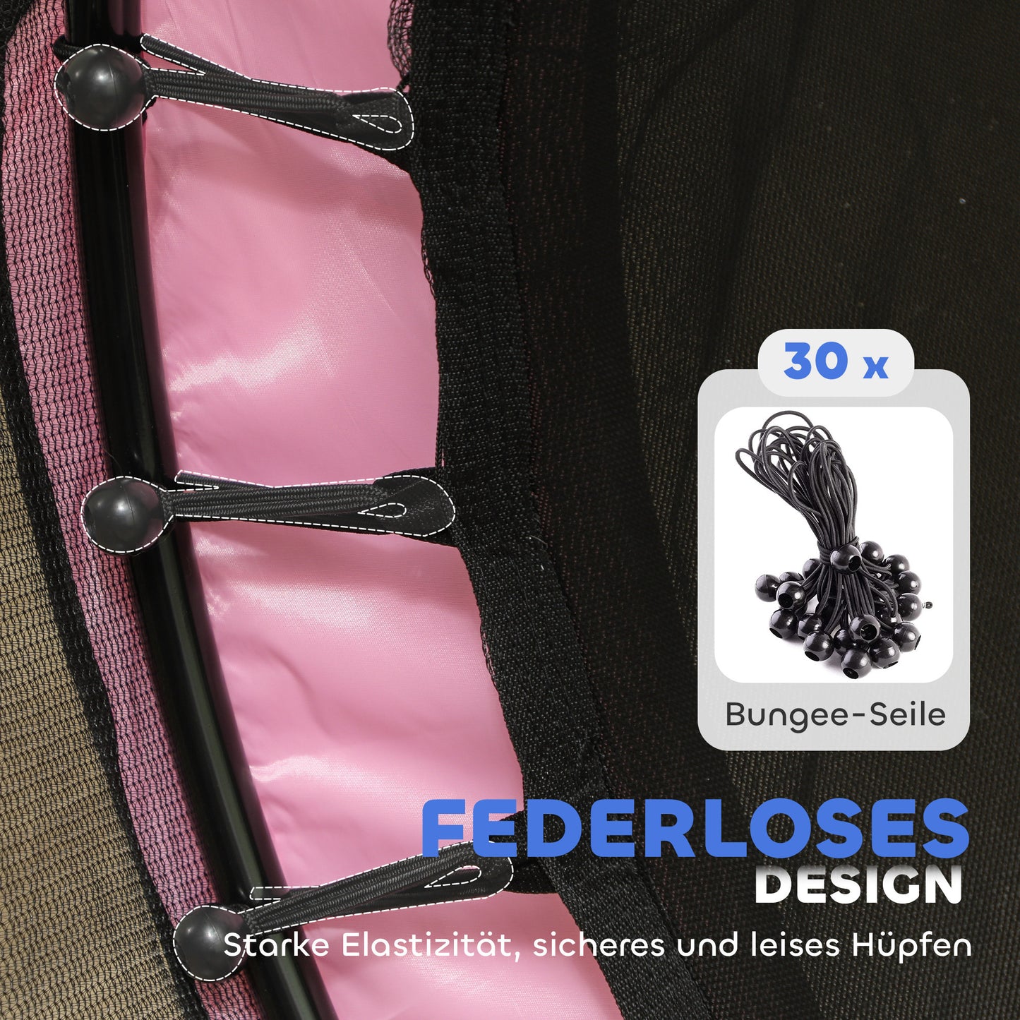 HOMCOM Trampolin für Kinder, Ø140 cm, mit Sicherheitsnetz, für innen und außen, Stahl, Kunststoff, belastbar bis 50 kg, Rosa