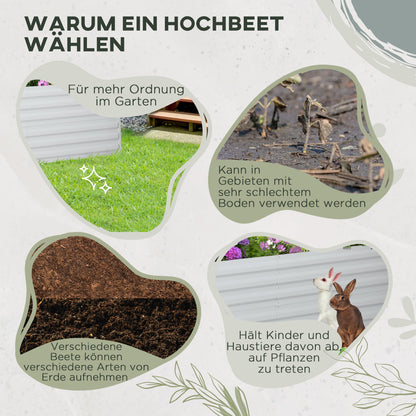 Outsunny Pflanzenkübel, Handliches Blumenbeet zum Anpflanzen, Hegen und Pflegen, Hochbeet, Stahl, Hellgrau