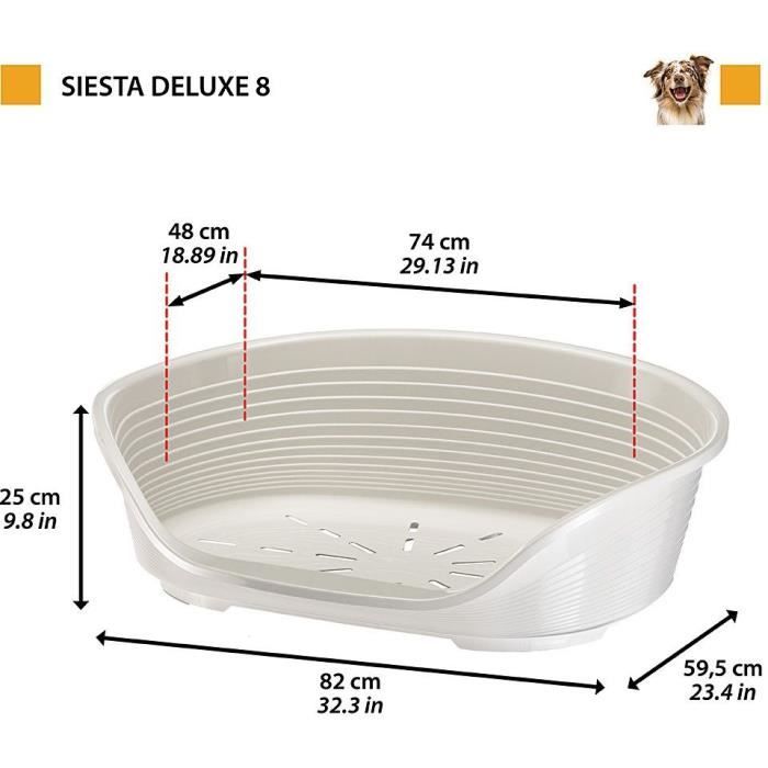 SIESTA DELUXE Basket-Basket Size 8 - 82*59.5*25 cm - Light Grey - FERPLAST