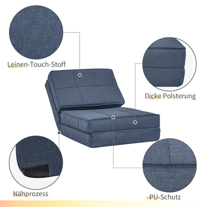 HOMCOM Bodensofa klappbar Schlafsessel Bodenstuhl 5-stuhfig verstellbar Klappsessel Schlafsofa Sofabett Einzelsofa Blau 61 x 73 x 58 cm