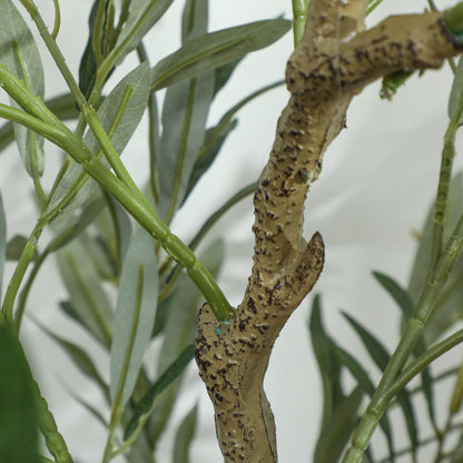 HOMCOM Kunstpflanze, Künstlicher Olivenbaum, 150 cm, 720 Blätter, 40 Oliven, stabiler Blumentopf, Dekorationspflanze, Grün