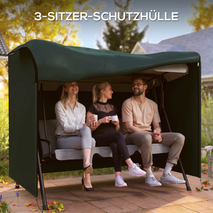 Outsunny Hollywoodschaukel Abdeckung 3 Sitzer, Wasserabweisend Winterfest Schutzhülle für Gartenschaukel, UV-Beständig Abdeckplane, Abdeckhaube, Reißfest 600D Oxford Gewebe, 205x124x164cm Dunkelgrün