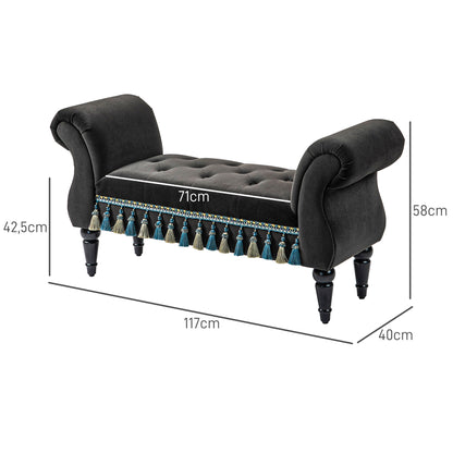 HOMCOM Polsterbank, Sitzbank, Vintage-Design, bis 150 kg, 117x40x58 cm, Dunkelgrau