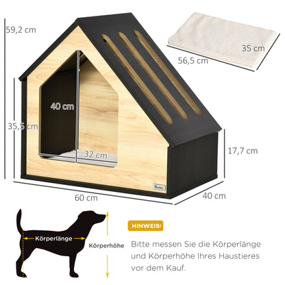 Pawhut Hundehütte Indoor Hundehöhle mit Kissen Hundehaus Hundehöhle mit schrägem Dach Katzenhaus för små Hunde bis 8 kg 60 x 40 x 59,2 cm, Braun