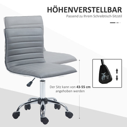 HOMCOM Höhenverstellbarer Salonstuhl mit Rückenlehne, Drehstuhl, Metall, Kunstleder, 48 x 52 x 78-90 cm, Hellgrau