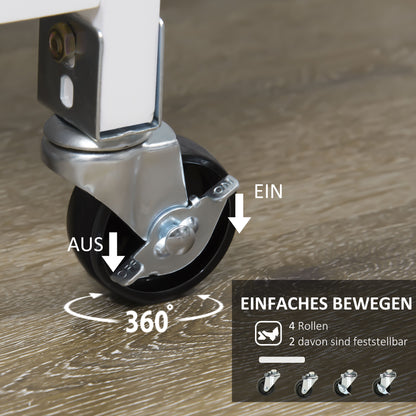 HOMCOM Küchenwagen im Landhausstil Kücheninsel Küchentrolley mit 3 Schubladen, Weiß