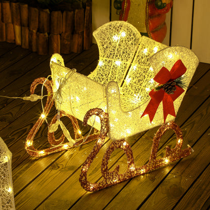 Outsunny LED-Weihnachtsdekoration, Lechtendes Rentier und Schlitten, 170 ljusare, 50 x 29 x 42 cm