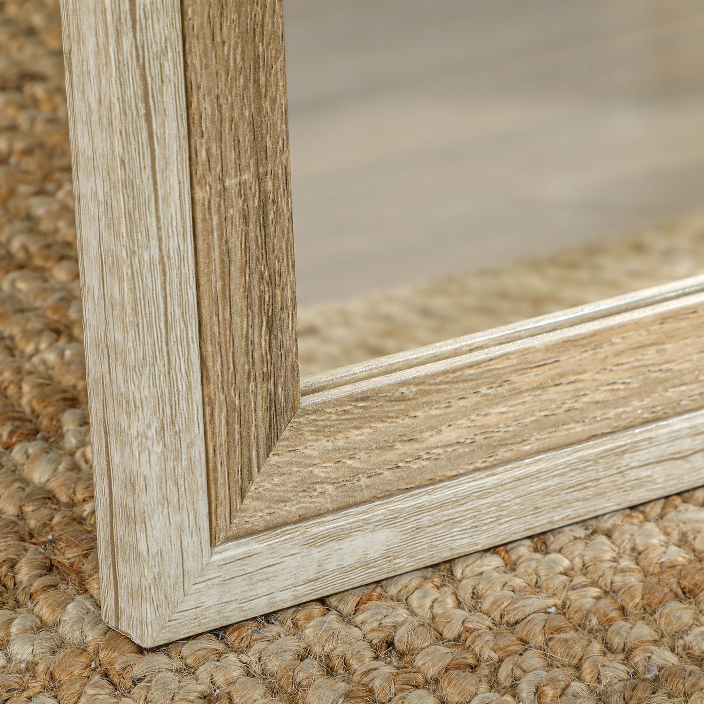 HOMCOM Ganzkörperspiegel, MDF-Rahmen, splitterfreie Folie, 162,6 x 53,3 cm, Naturholz