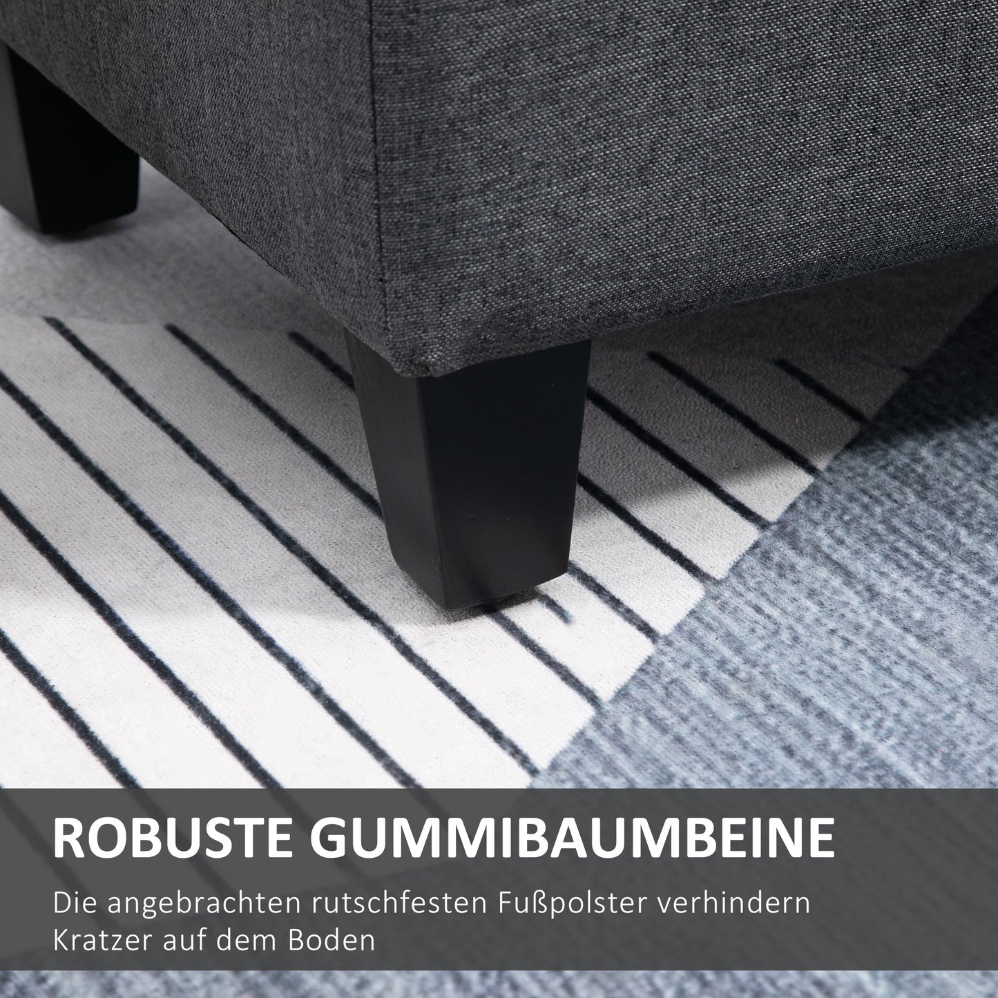 HOMCOM Sitzbank mit Stauraum Polsterbank mit Leinenoptik, Sitztruhe mit Holzbeine, Truhenbank für Wohnzimmer Schlafzimmer Flur 100 x 40 x 44 cm Dunkelgrau