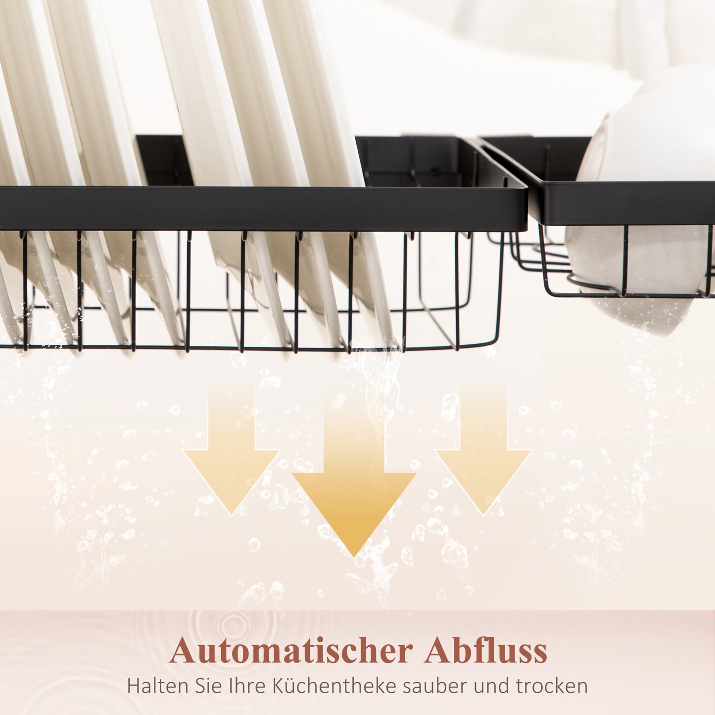 HOMCOM Geschirrkorb, Modularer Geschirrhalter aus Metall, bis zu 26 kg belastbar, Schwarz