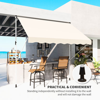 Outsunny Klemmmarkise mit Handkurbel höhenverstellbar Gelenkarmmarkise schmutzabweisend, witterungsbeständig Balkonmarkise 150cm breit Terrassenmarkise für Terrasse Balkon Veranda Beige