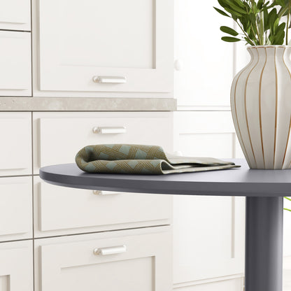 HOMCOM Esstisch für 2 Personen, runde Tischplatte, Stahlfuß, Grau, 70 x 70 x 75 cm